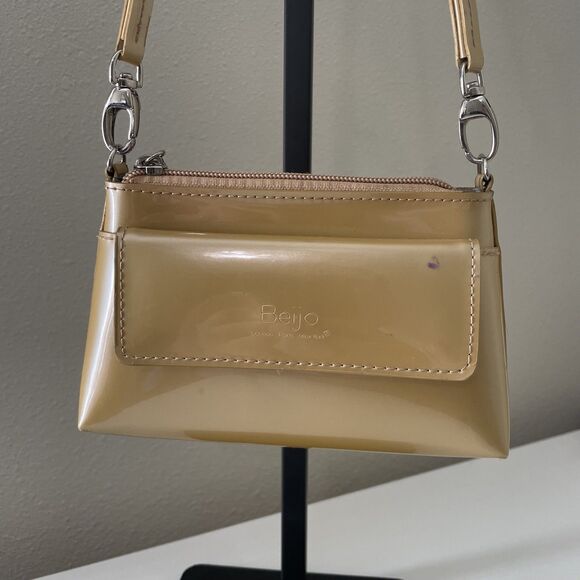 Beijo Purse Mini Crossbody Gold Yellow Patent Leather Bag 2000s Y2K Vintage - Picture 1 of 10